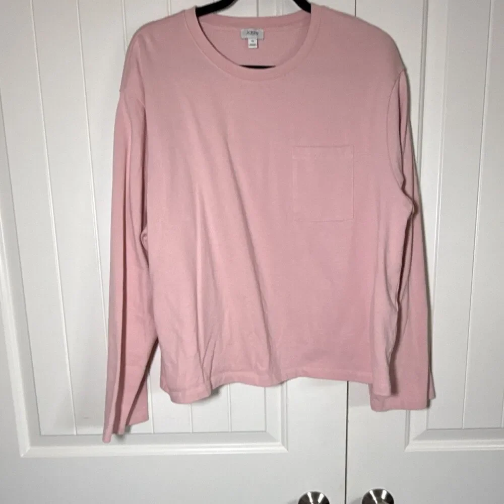 J.Crew Re-imagined Men’s XL Pink Long Sleeve Crew Neck Pocket Jersey Tee